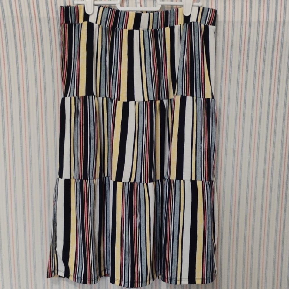 Cato Multi Color Stripe Tiered Skirt S